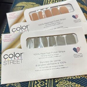 Color Street Neutral Beige & Striped Nail Polish Strips